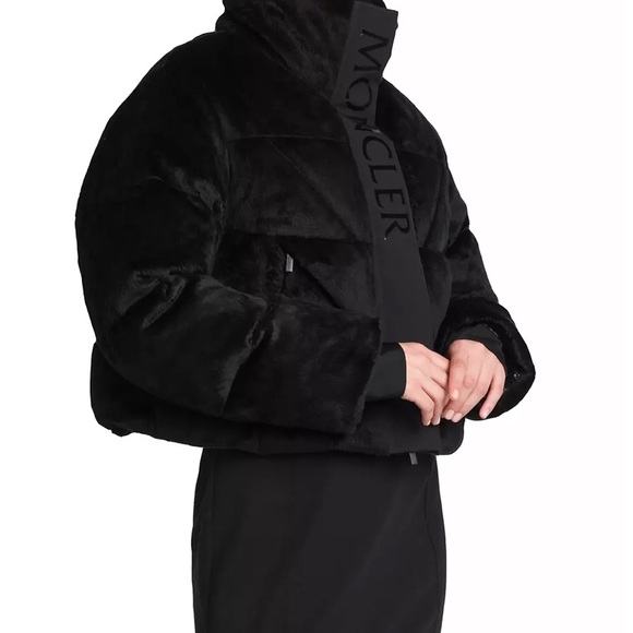 Moncler Bourdon Cropped Faux Fur Jacket - Picture 3 of 7